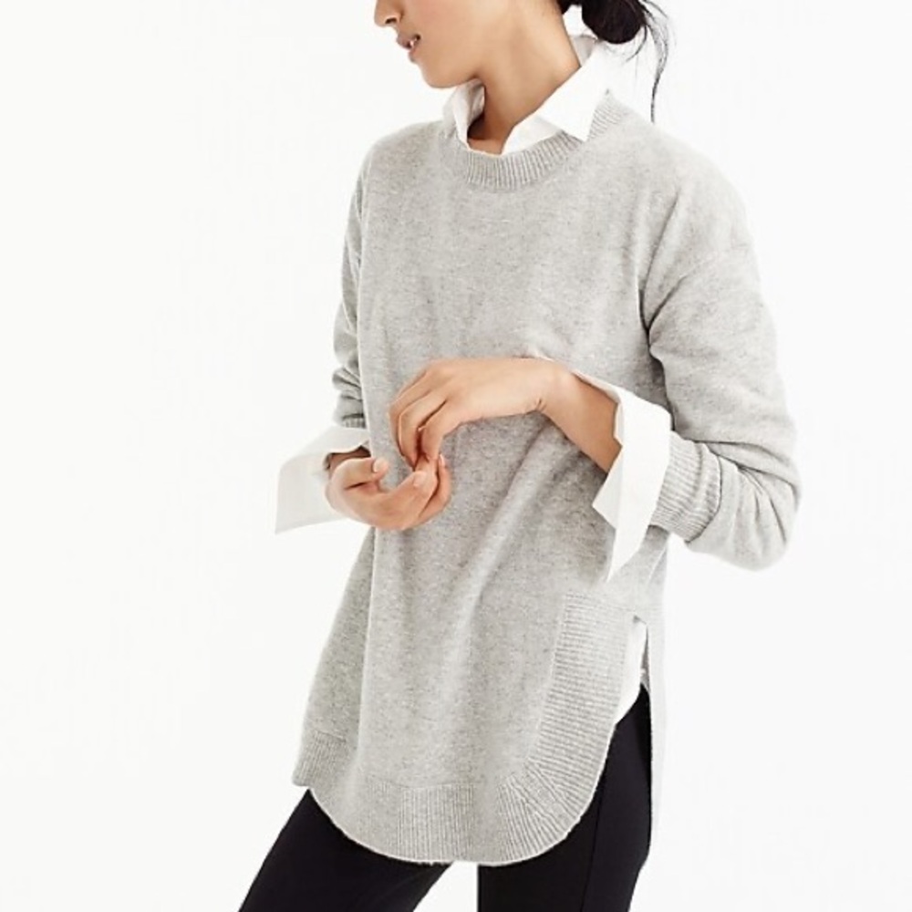 NWT J.Crew Italian Cashmere Side Slit Tunic, Relaxed Fit, XS